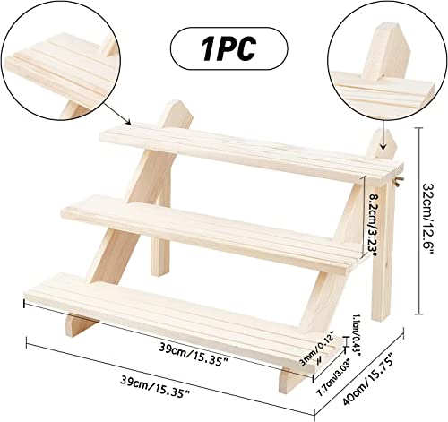 NBEADS 3-Tier Log Retail Earring Display Riser, Earring & Ring Holder Detachable Unfinished Wood Retail Jewelry Card Display Stand with Groove for Crafts Jewelry Showing Storage Display Collection - color: Wooden- L.W.Thi: 15.35x15.75x12.6"