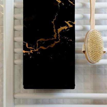 3dRose Image of Black and Yellow Marble Texture, Faux Stone Backdrop 22x30 Bath Hand Pool Towel - size: 22x30 Bath Hand Pool Towel