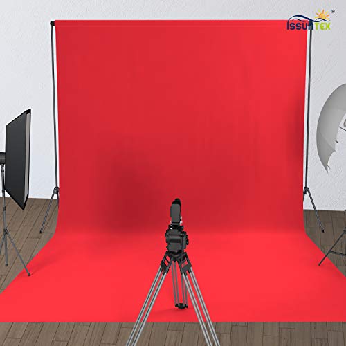 ISSUNTEX 5X7 ft Background Muslin Backdrop, Photo Studio, Collapsible High Density Screen for Video Photography and Television-Red - color: Red, size: 5X7 ft