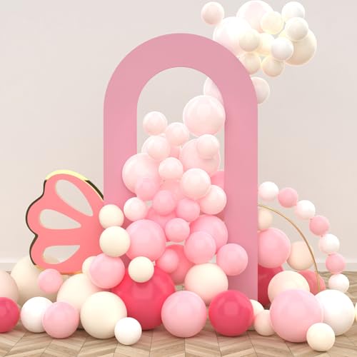LEBENGURU Upgraded 7.2FT Open Arch Backdrop Cover, Dusty Pink Spandex Fitted Round Top Wedding Arches, Double-Sided U-Shaped Arch Chiara Stand Covers for Birthday Party Baby Shower Balloon Décor - color: Dusty Pink
