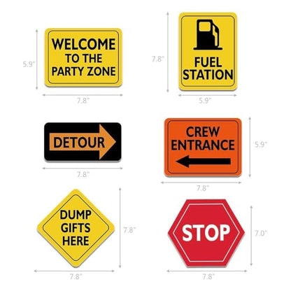 WERNNSAI Construction Party Decorations - 12 PCS Construction Birthday Party Supplies for Boys Kids Truck Birthday Cutouts Traffic Road Signs for Under Construction Party Baby Shower Wall Decor - style: Construction