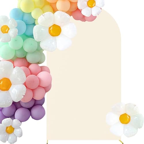 HAINARverS Wedding Arch Cover 7.2FT Spandex Fitted Stretchy Arch Stand Covers,2 Sided Round Top Chiara Backdrop Cover for Birthday Party Ceremony Banquet Baby Shower Arch Decoration(Beige) - color: Beige, size: 7.2FT
