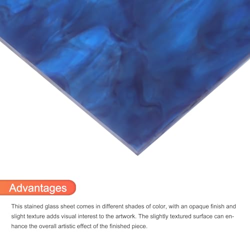MECCANIXITY Stained Glass Sheet Mosaic Tile 3.9 Inch x 3.9 Inch Navy Blue Stained Glass Sheets for Crafts DIY, Art Project - color: Navy Blue