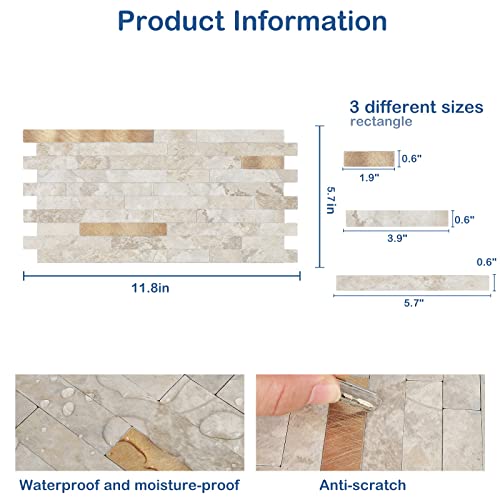 Midcard 20 Sheets Peel and Stick Backsplash PVC Wall Tile,for Kitchen Backsplash - color: Dark Beige With Copper, size: 20