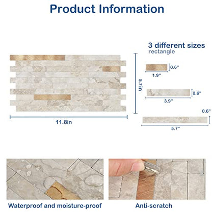 Midcard 20 Sheets Peel and Stick Backsplash PVC Wall Tile,for Kitchen Backsplash - color: Dark Beige With Copper, size: 20