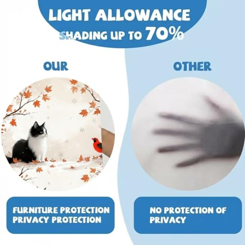 Cat Curtains, Two-Pack, Autumn Cozy Winter Forest Snow, Suitable for Kitchen, Bathroom, Bedroom, 54x18 inches. - color: Cat