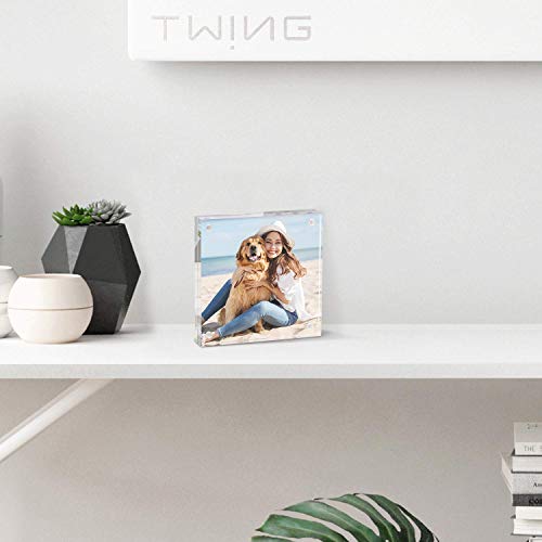 TWING 5x7 Inch Acrylic Picture Frame 5 Pack,12+12MM Thickness Double Sided Acrylic Picture Frames Set with Microfiber Cloth,Clear Horizontal Magnet Photo Frames,Desktop Display Gift Ideal - size: 5x7" 5pack