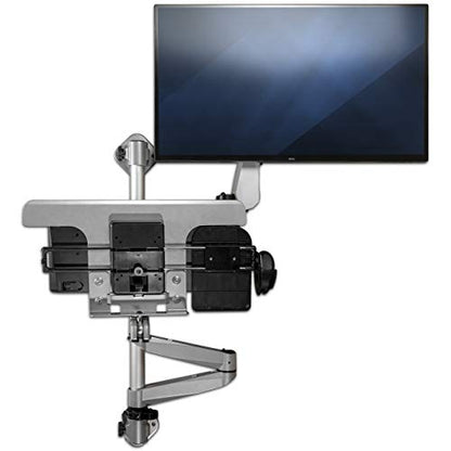StarTech.com Wall Mount Workstation - Articulating Standing Desk w/Ergonomic Height Adjustable Monitor Arm & Padded Keyboard Tray - 34" VESA Display - Foldable Wall Mounted Sit Stand, TAA - color: Silver, style: Wall Mount – Pole