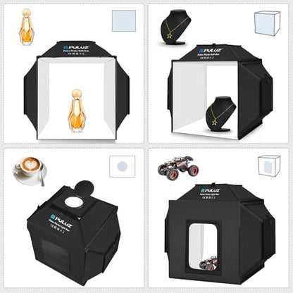 PULUZ 16x16 Inch Upgrade Photo Studio Light Box, Professional Dimmable Shooting Tent with 480 LED Lights & 4 PVC Backdrops, Portable Softbox for Jewelry, Small Product Photography - size: Upgraded-16*16 inch