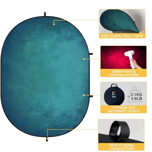 Kate Collapsible Backdrop Pop Up Backdrops Portable Red Cyan Photo Background, Video Conference, Portrait Photography, 5x6.5ft - color: Red
