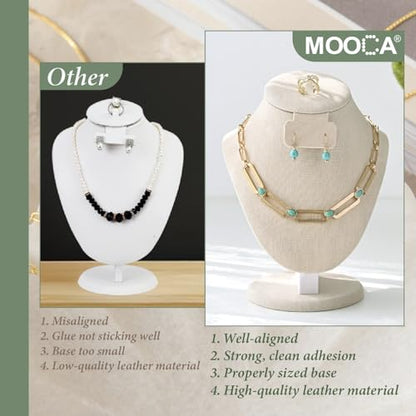 MOOCA Linen Covered Wood Jewelry Display Necklace Chain Jewelry Bust Stand, Necklace Display Mannequin Bust, 8 7/8" in Height, Tan Linen - color: Tan Linen