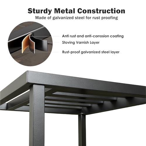 Plant Stand Indoor Outdoor,18 Inch Square Metal Plant Stands Riser,Heavy Duty Wrought Iron Pedestal Holders for Large Flower Pot,Outside Rust-Proof Black Flower Display Shelf for Patio,1-Pack