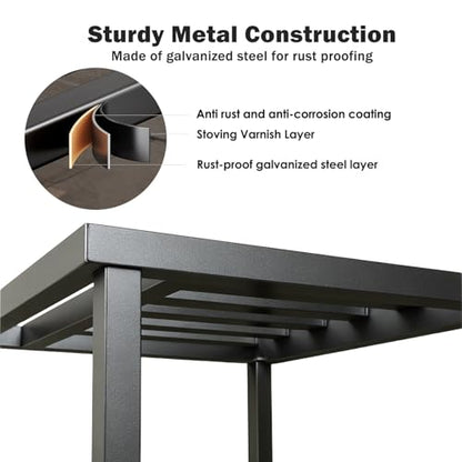 Plant Stand Indoor Outdoor,18 Inch Square Metal Plant Stands Riser,Heavy Duty Wrought Iron Pedestal Holders for Large Flower Pot,Outside Rust-Proof Black Flower Display Shelf for Patio,1-Pack