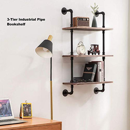 ROGMARS 3-Tier Real Pine Wood Floating Shelf, 20x7.87x41.3in, Industrial Retro Style, Bathroom Wall Shelves, Kitchen Shelves - color: Rustic Brown, size: 20 Inch 3 Tier