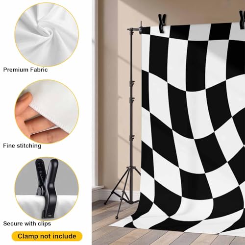 Black White Grid Backdrop for Photography, Deformed Color Block Geometric Abstract Photo Backdrop Portrait Background Party Banner Photo Backgrounds for Studio Booth Props, 10x8ft - color: Black, size: 10x8FT