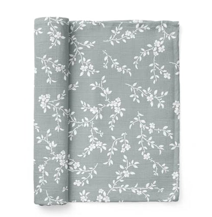 Mini Wander Swaddles for Newborns Muslin Swaddle Blankets - Breathable Soft Receiving Blanket Baby Essentials | 47 x 47 Cotton - Bloom (Blue) - color: Bloom (Blue)