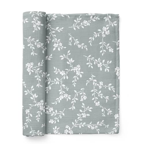 Mini Wander Swaddles for Newborns Muslin Swaddle Blankets - Breathable Soft Receiving Blanket Baby Essentials | 47 x 47 Cotton - Bloom (Blue) - color: Bloom (Blue)
