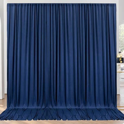 10ft x 10ft Wrinkle Free Navy Blue Backdrop Curtains Panels, 2 Panels 5x10ft Silky Polyester Photo Backdrop Drapes for Birthday Wedding Party Graduation Photography Background - color: Navy Blue, size: 10ftx10ft