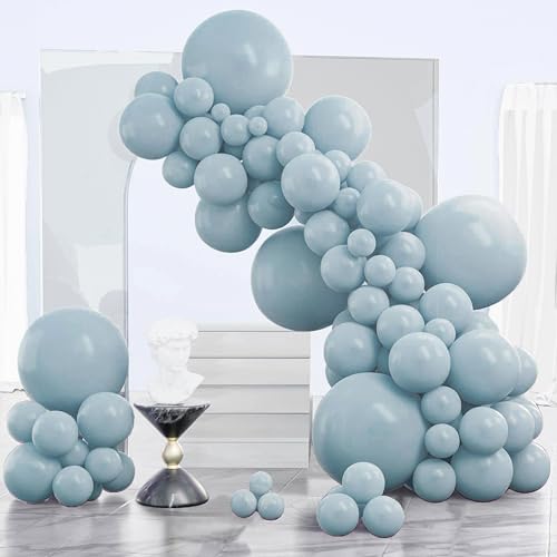 PartyWoo Dusty Blue Balloons 140pcs Different Sizes of 18 12 10 5 Inch Light Blue Aqua Boho Balloon Arch Kit Garland for Graduation Baby Shower Gender Reveal Birthday Party Decorations Blue-F28 - color: Blue-f28