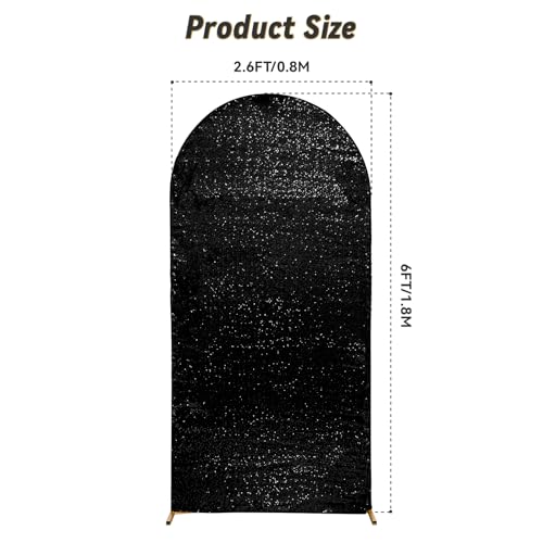 PartyDelight Black Arch Backdrop Cover 6FT Sparkly Wedding Sequin Back Drop Fitted Arch Stand for Birthday Party Decoration - color: Black, size: 6FT