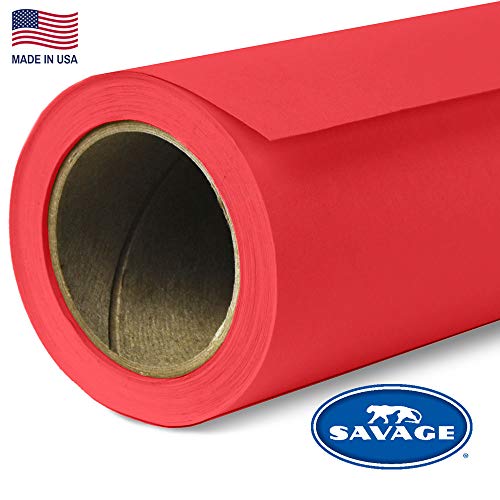 Savage Seamless Paper Photography Backdrop - Color #8 Primary Red, Size 53 Inches Wide x 36 Feet Long, Backdrop for YouTube Videos, Streaming, Interviews and Portraits - Made in USA - size: 53 in x 36 ft