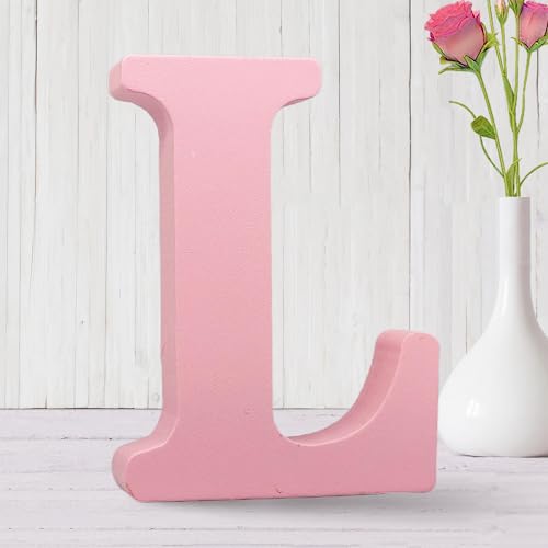 AOCEAN 6 Inch Pink Wood Letters Unfinished Wooden Letters for Wall MAGA Decorative Standing Letters Slices Sign Board for Crafts Christmas Decoration Home Party Projects (L) - style: L