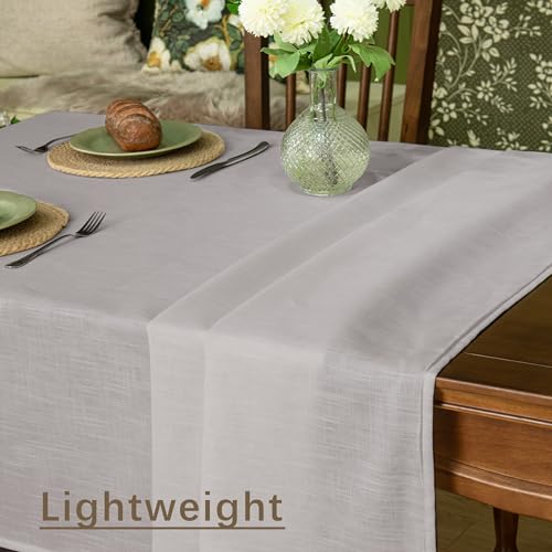 Linen Textured Rectangle Tablecloth, Slubby Lightweight Table Cloth 52 x 108 Inch, Water Resistant Stain Resistant Farmhouse Burlap Table Cover for Kitchen Dining Room - color: Light Grey, size: 108" x 52" (Rectangular) (1 Pack)