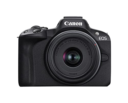 Canon EOS R50 Mirrorless Camera RF-S18-45mm F4.5-6.3 is STM Lens Kit, 24.2 Megapixel CMOS (APS-C) Sensor, 4K Video, Vlogging, Content Creation, Photography, Digital Camera, Black - color: Black, style: EOS R50 w/RF-S18-45mm