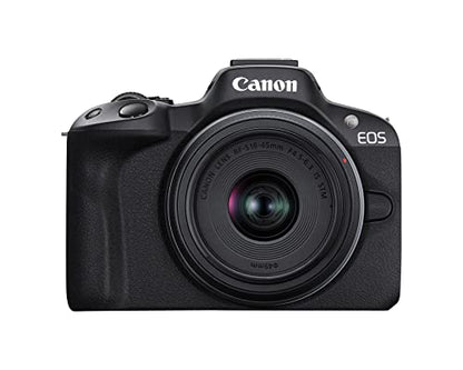 Canon EOS R50 Mirrorless Camera with RF-S18-45mm F4.5-6.3 is STM & RF-S55-210mm F5-7.1 is STM Lenses, 24.2 Megapixel CMOS (APS-C) Sensor, 4K Video, Content Creator Vlogging Camera, RF Mount, Black - color: Black, style: EOS R50 w/RF-S18-45mm + RF-S55-210m