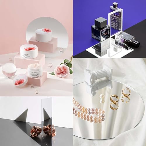 Meking 9PCS Product Photography Props Acrylic Mirror Glass Simulated Photoshoot Props for Product and Jewelry Photography Reflective Display Sheet