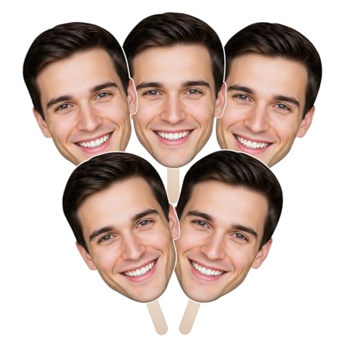 Big Head Custom Cutouts on a Stick 5 Pcs, 6 to 36 Inch Personalized Faces Bulk for Parties, Birthdays, Weddings, Sports Events Decoration, Photo Props, Corrugated Plastic - color: 5 Pieces