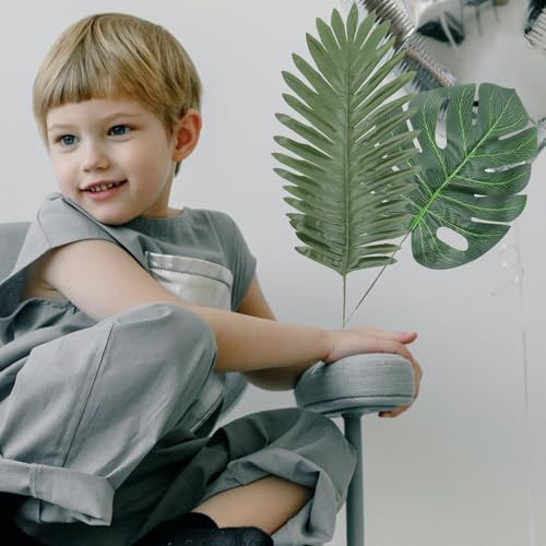 14pcs Faux Artificial Plant Leaves Set – Lifelike Monstera, Palm, and Leaf Simulation Props for Photography, Food Styling, Home Décor, and Party Backgrounds