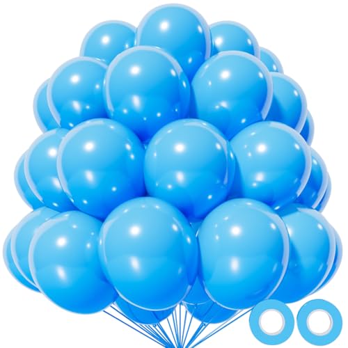 Light Blue Balloon 110pcs, 12 Inch Thickened Latex Party Balloons Helium Bright Color for Birthday Baby Shower Wedding Party Supplies Arch Garland Decoration - color: B22-light Blue, size: 12inch (Normal)