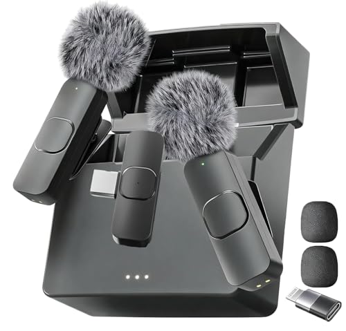 Mini Mic Pro (Latest Model) – #1 Microphone for iPhone & Android, Wireless Mini Microphone, ClearVoice™, Noise Cancelling, Lavalier Mic for TikTok, YouTube & Interviews (with Charging Case) - style: With Charging Case (All Phones)
