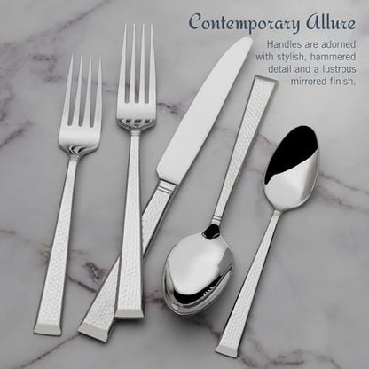 Mikasa Kyler Flatware Set for 12, 65 Piece 18/10 Stainless Steel Silverware with Modern Design and Serving Utensils, Durable, Stylish Dinnerware Service - size: 65 Piece Set, style: Kyler