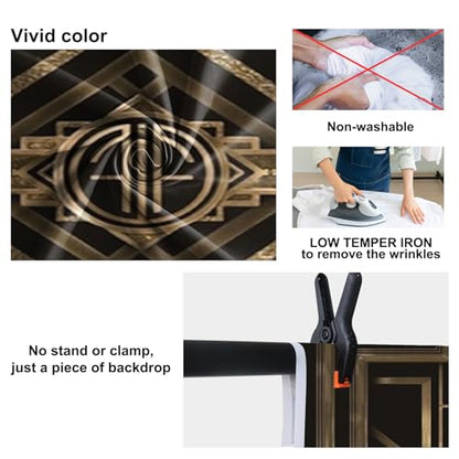 20x10ft Theme Backdrops for Photography Black and Golden Retro Texture Background Luxury Party Crazy Carnival Happy Birthday Party Portrait Booth Photo Studio Video Shooting Props - size: 20x10ft