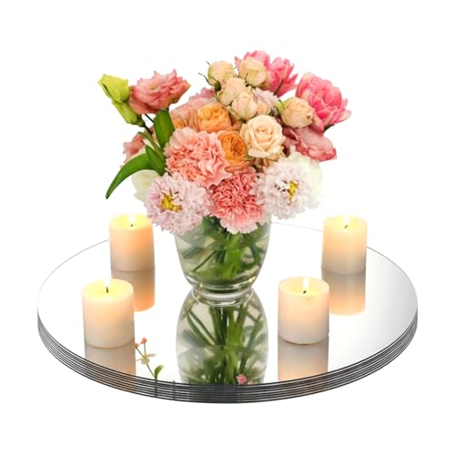 Amyhill 8 Pcs Round Mirrors for Centerpieces Table Decorations Acrylic Circle Mirrors Tray Candle Plates for Wedding Baby Shower Birthday Party Bulk Supplies(18 Inch) - size: 18 Inch