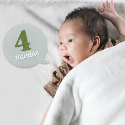 Felt Speech Bubble Baby Monthly Milestone Signs, First Year Baby Photo Prop | Birth Announcement, Growth Tracking, Gender Neutral Baby Shower Newborn Gift, Baby Keepsake (Pastel) - color: Pastel