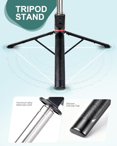 71" Phone Tripod Selfie Stick with Light, Cell Phone Tripod Stand with Wireless Remote Compatible with iPhone and Android Phone - style: Tripod with Light