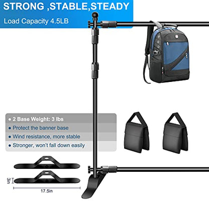FUDESY Backdrop Banner Stand, 10x8ft Heavy Duty Display Frame, Adjustable Metal Telescopic Tube, Step and Repeat Background Stand Kit for Trade Show, Photography Photo Booth, Party, with Sandbags