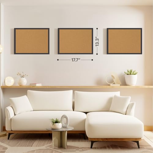 2 Pcs Cork Board, 17.7''x13.3'' Bulletin Board, Black Framed Corkboards for Wall, Small Cork Board, Vision Board Supplies, Prayer Board, Picture Board for Photos, Office, Home Decor, School - color: Black and Wood