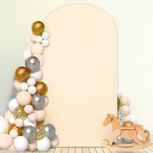 MODFUNS Beige Arch Backdrop Cover 6.6FT Wedding Arch Covers Chiara Arch Cover Backdrop Fabric Arch Covers Stretchy Back Drop Chiara Covering for Birthday Party Garden Ornament - color: Beige, size: 3.3 FT x 6.6 FT