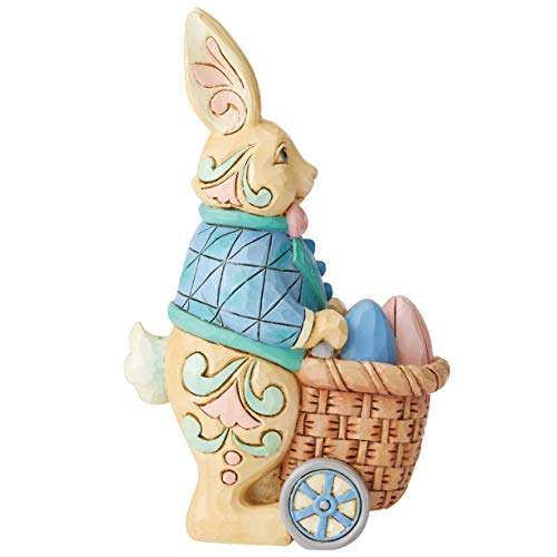 Jim Shore Eggs for Everybunny Pint Sized Bunny Pushing Cart Figurine 6006230 New