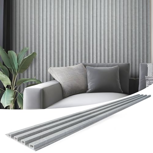 Art3d 8-Pack WPC Slat Wall Panel for Interior Wall Decor, Decorative Fluted Accent Wall Covering Panel for Living Room Bedroom TV Background Office, 96 x 6 Inch - Slate - color: Slate, size: 96*6