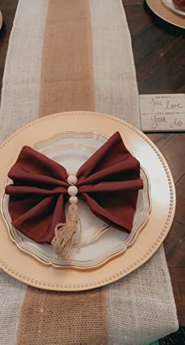 PLOYMONO Burgundy Heavy Duty Cloth Napkins - 17 x 17 Inch Solid Washable Polyester Dinner Napkins - Set of 8 Napkins with Hemmed Edges - Great for Weddings, Parties, Banquets Dinner & More - color: Burgundy