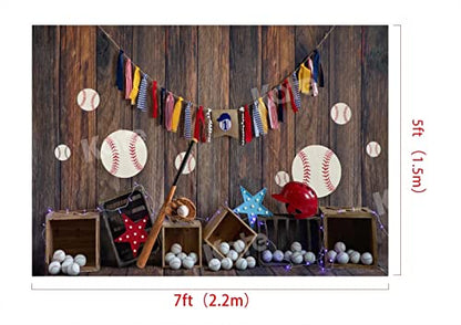 Kate 7x5ft Happy Birthday Baseball Backdrops for Photographers Boys Home Party Decoration Brown Wood Wall Background Photo Studio Props