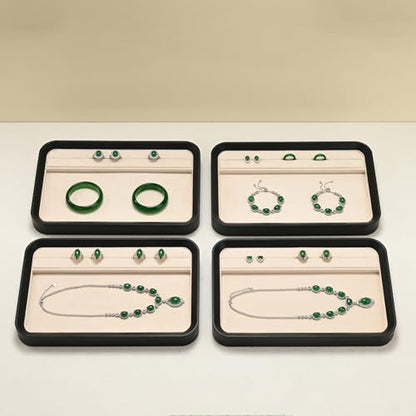 Oirlv Jewelry Display Tray for Vendors Velvet Jewelry Tray with Compartments for Rings and Bracelets(Beige) - color: Beige P21603