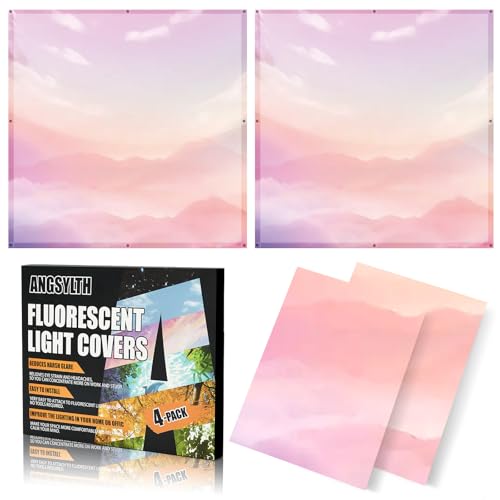 ANGSYLTH 2 x 2 Feet Fluorescent Light Covers - 4 Pcs Covers for Ceiling Lights, Magnetic Light Filters for Classroom, Office, Hospitals, Home (Pink - Sky) - color: Pink - Sky