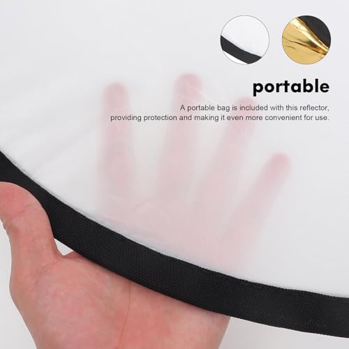 Kichvoe 5-in-1 60cm Folding Light Reflector Board for Photography, Portable Reflective Diffuser Panel with Soft Light and Background Use, Camera Lighting Accessory for Studio and Outdoor