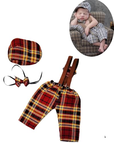 Newborn Baby Boy Suspender Pants Photo Outfits Gentleman Photography Outfit Girl - color: Color3